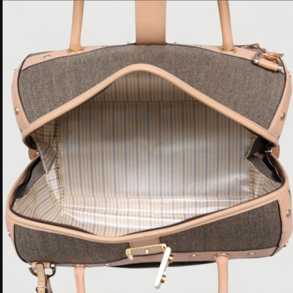 SAMSONITE Doctors Bag MCM Weekender Barrel Herringbone Rivets Strap Key Lock - Picture 15 of 16